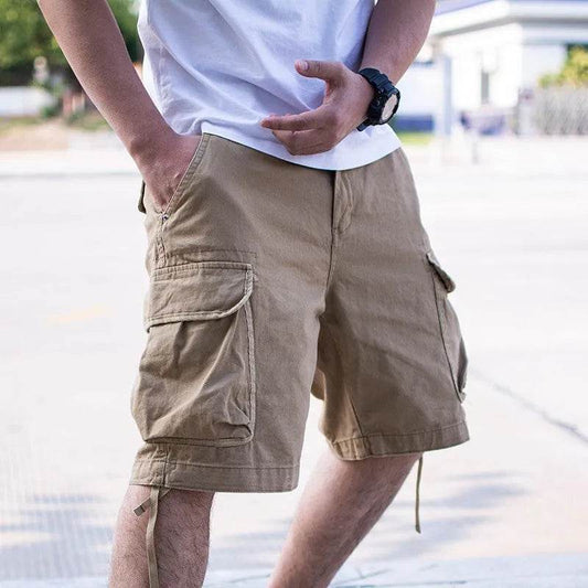 Workwear Loose Plus Size Solid Color Casual Cargo Shorts Men - www.Shopthatapp.com