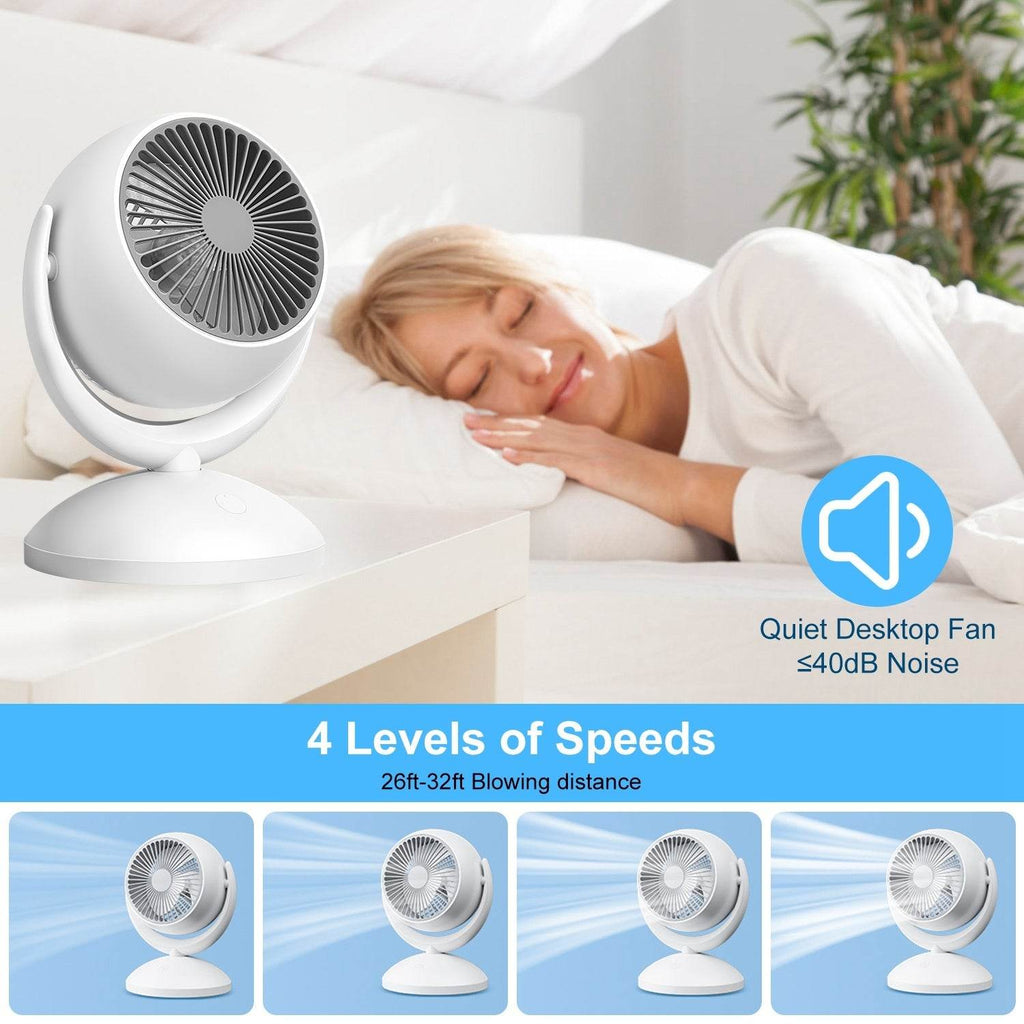 Portable Desk Fan Rechargeable Oscillating Tilting Fan With 4 Speeds 360 Degree - www.Shopthatapp.com