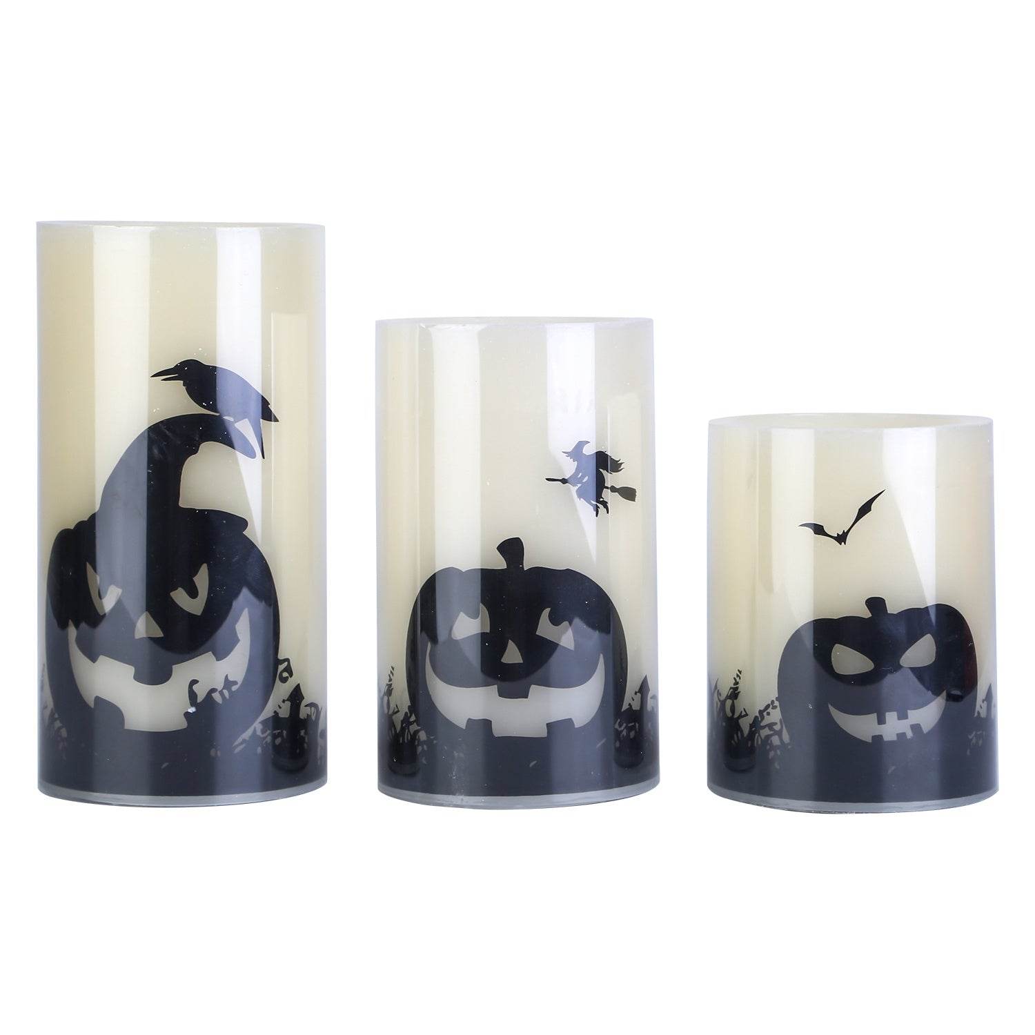 3 Pack Halloween Flameless Candle Lamp With Timer Setting Battery Operated Warm Orange Light Candles For Halloween Party Decoration - www.Shopthatapp.com