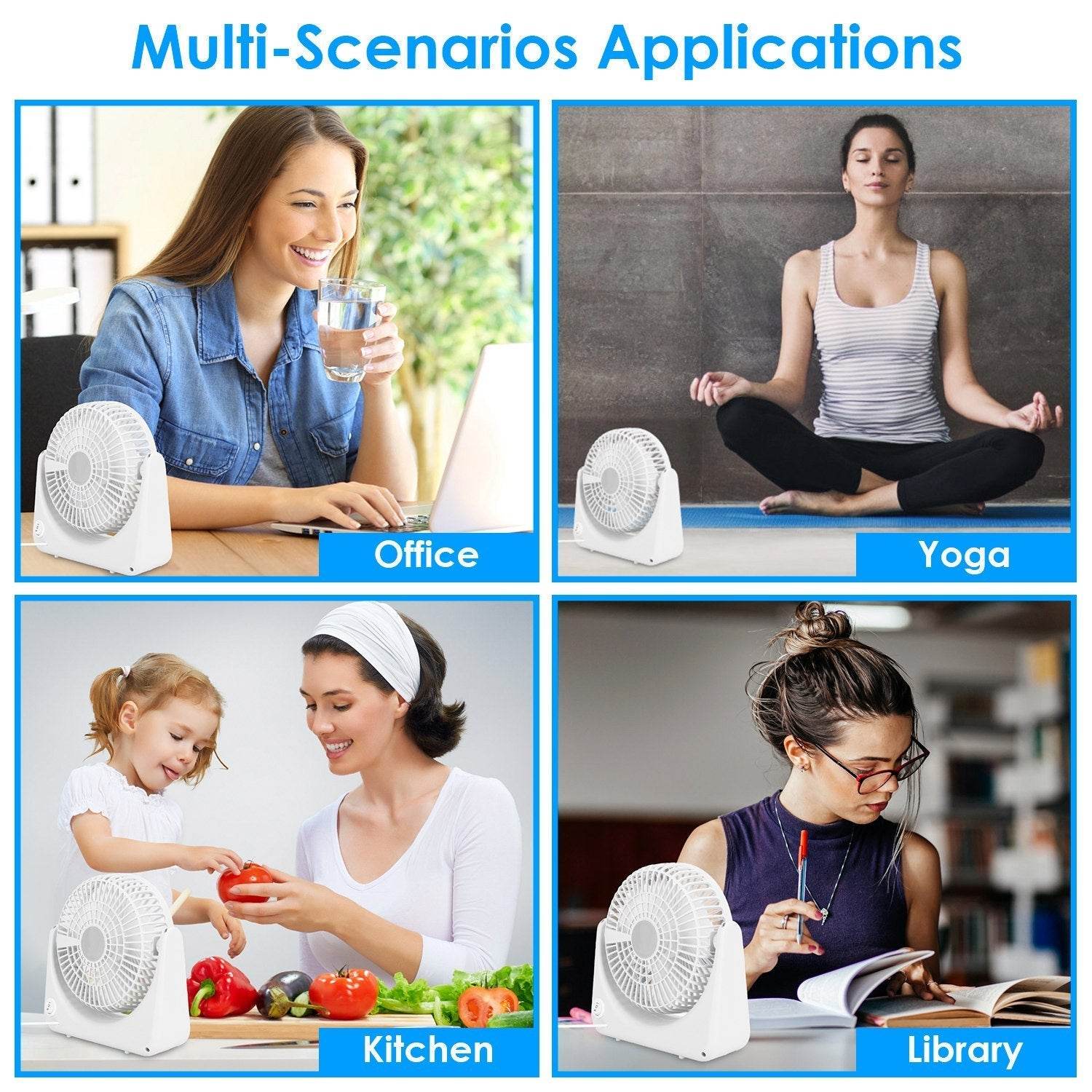 6.5in Desk Fan USB Powered 2 Speeds Table Cooling Fan Tilt Quiet Desktop Fan For Bedroom Office - www.Shopthatapp.com