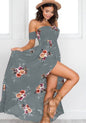 Elegant Ladies Summer Boho Vacation Resort Slit Maxi dress off shoulder Long floral Beach summer slit dress - www.Shopthatapp.com