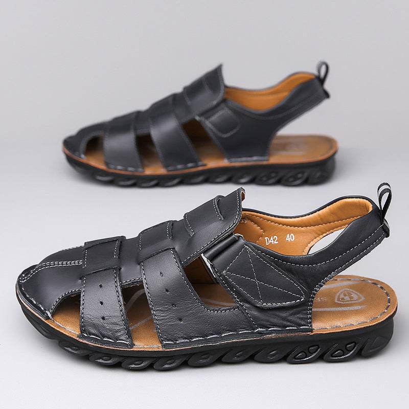 Men's Leather Sandals Soft Bottom Non-slip - www.Shopthatapp.com