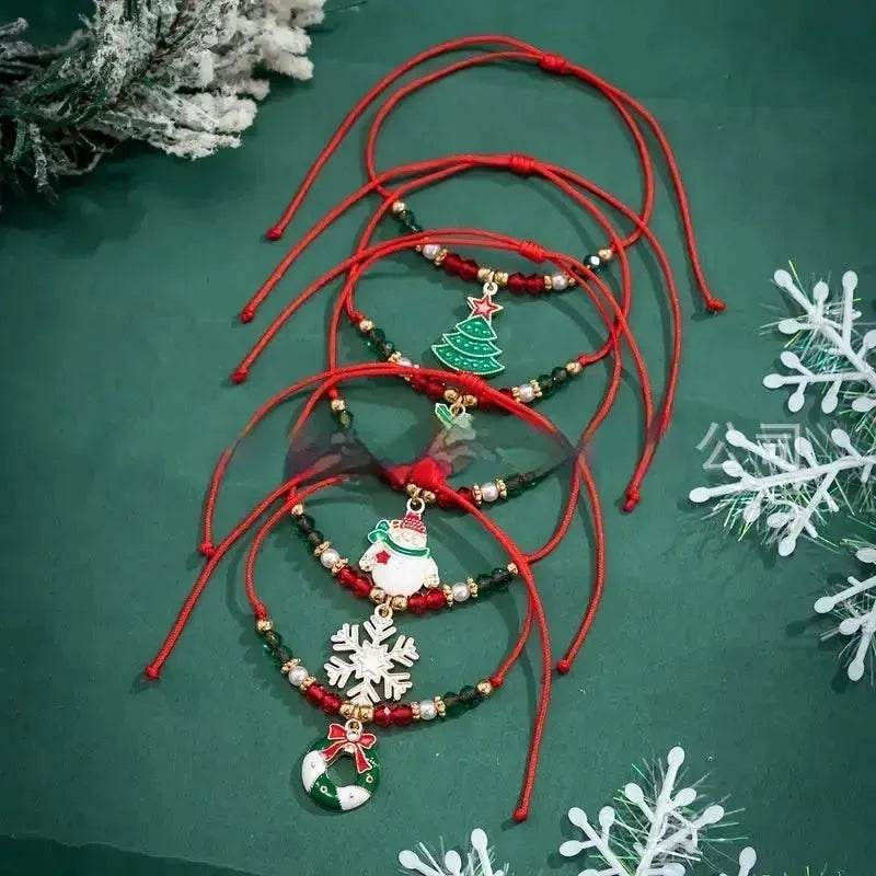 5pcs New Christmas Polymer Clay Handmade Beaded Bracelet set - www.Shopthatapp.com