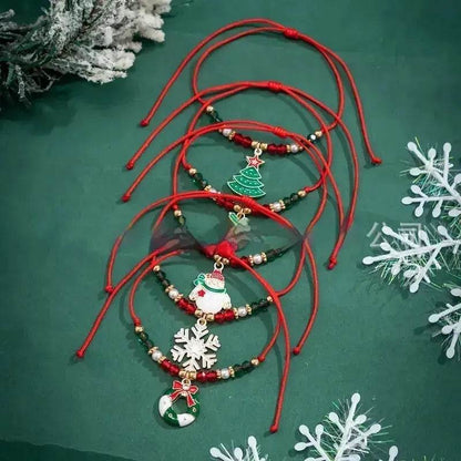 5pcs New Christmas Polymer Clay Handmade Beaded Bracelet set - www.Shopthatapp.com