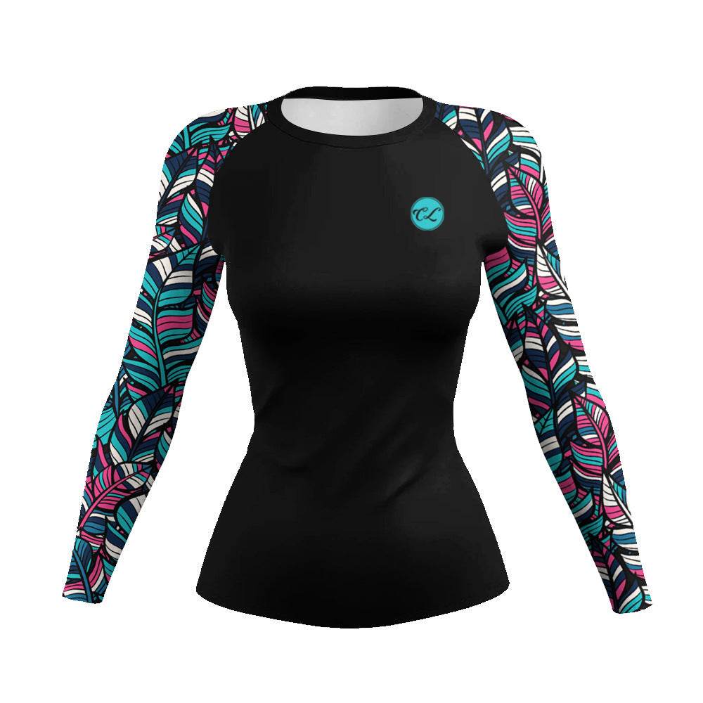 Printed Slim Fit Long Sleeve Workout Tops for Women - www.Shopthatapp.com