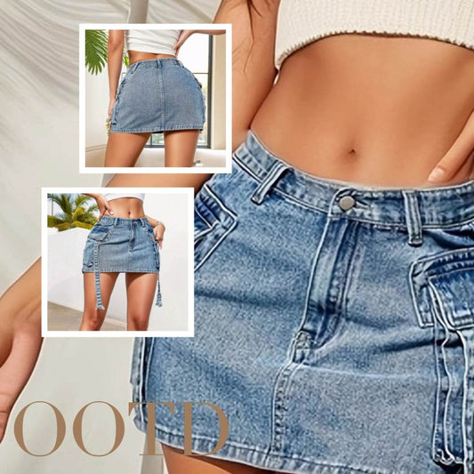 Women's Fashion Y2k Denim Mini Skirt Low Rise Cargo Pencil Short Jeans skirt  Vintage Girls Party Skirt Female Club Streetwear - www.Shopthatapp.com
