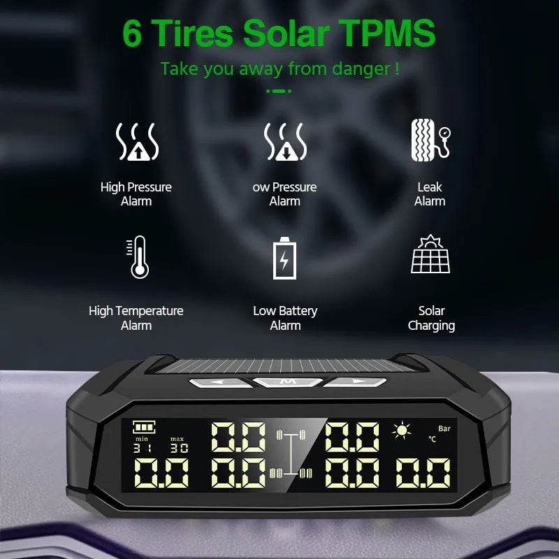 Auto Solar External Tire Pressure Monitor 6 Tire RV Trucks Car Vehicle - www.Shopthatapp.com