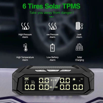 Auto Solar External Tire Pressure Monitor 6 Tire RV Trucks Car Vehicle - www.Shopthatapp.com