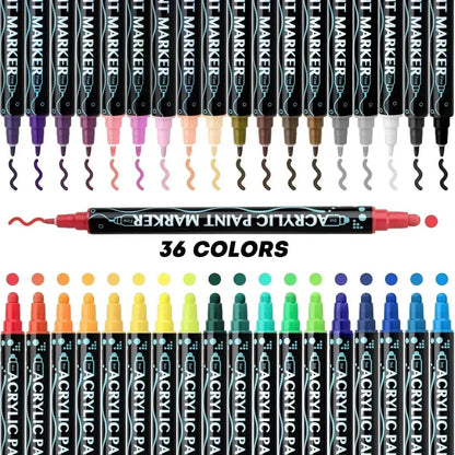Acrylic Marker Pen Double-headed Stackable Water-based Paint Brush Paint Marker and Highlighter - www.Shopthatapp.com