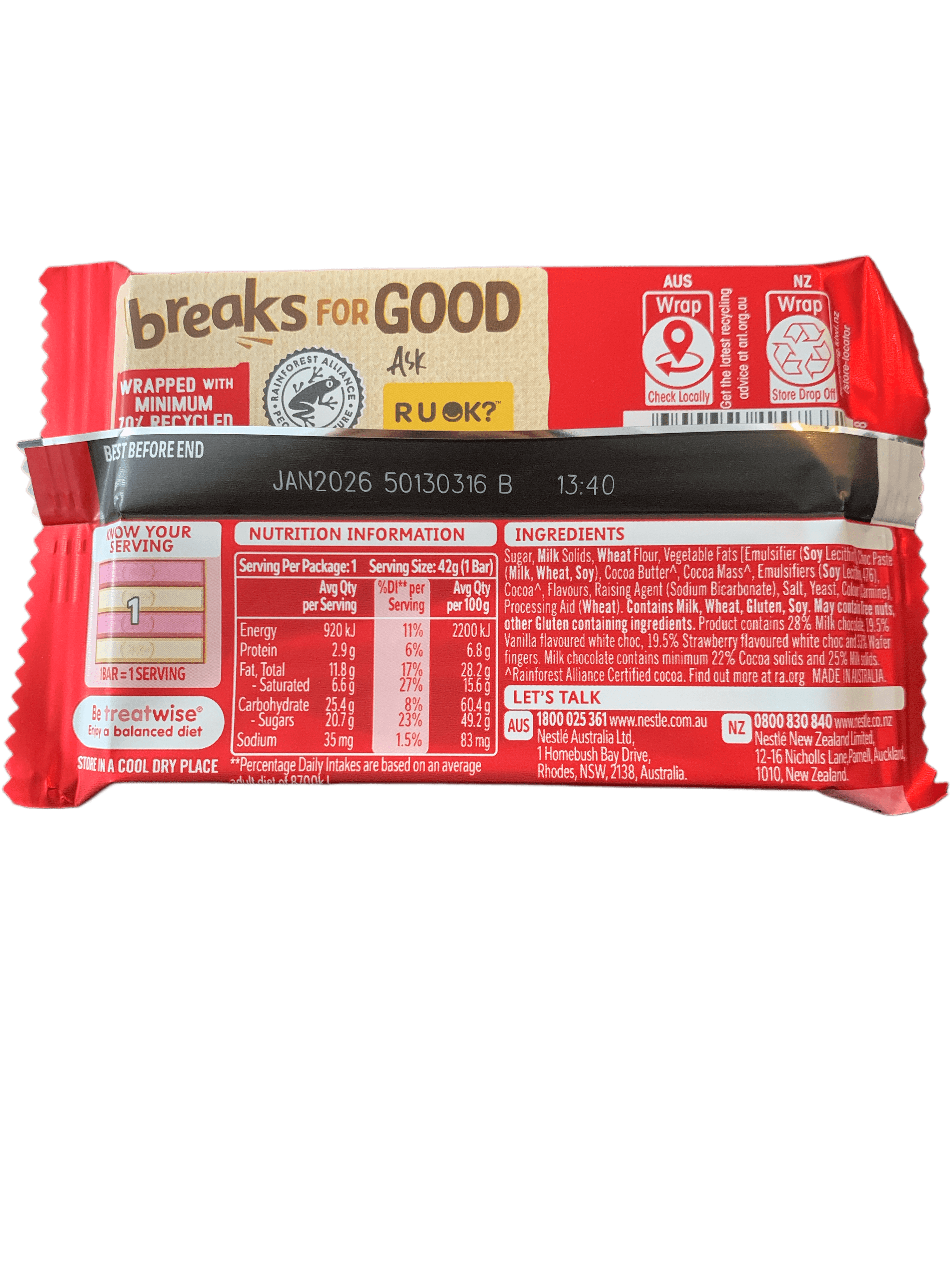 Kit Kat Neapolitan Chocolate Bar 42G - Australian Edition - www.Shopthatapp.com