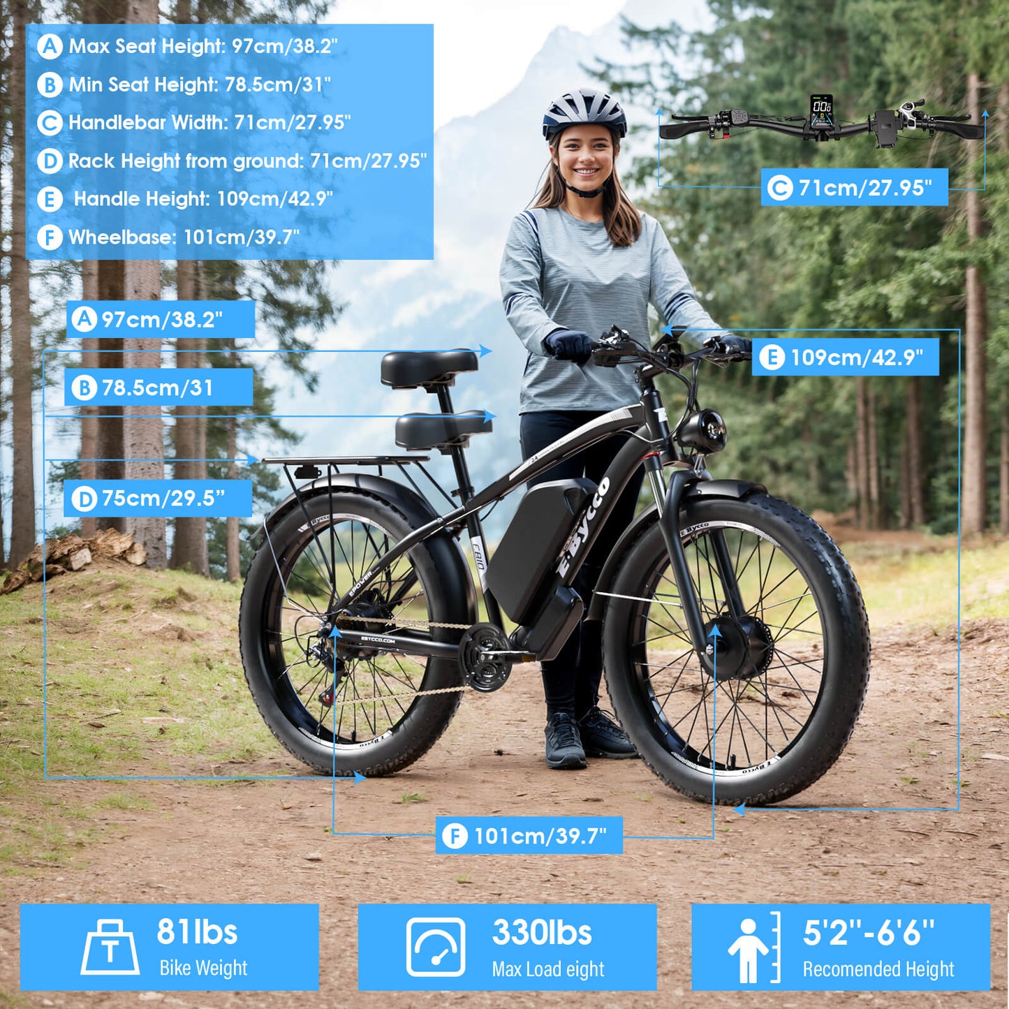 E·BYCCO 24'' EB10 Peak 5000W 52V 32Ah Dual Motors Electric Bike for Women and Men - www.Shopthatapp.com