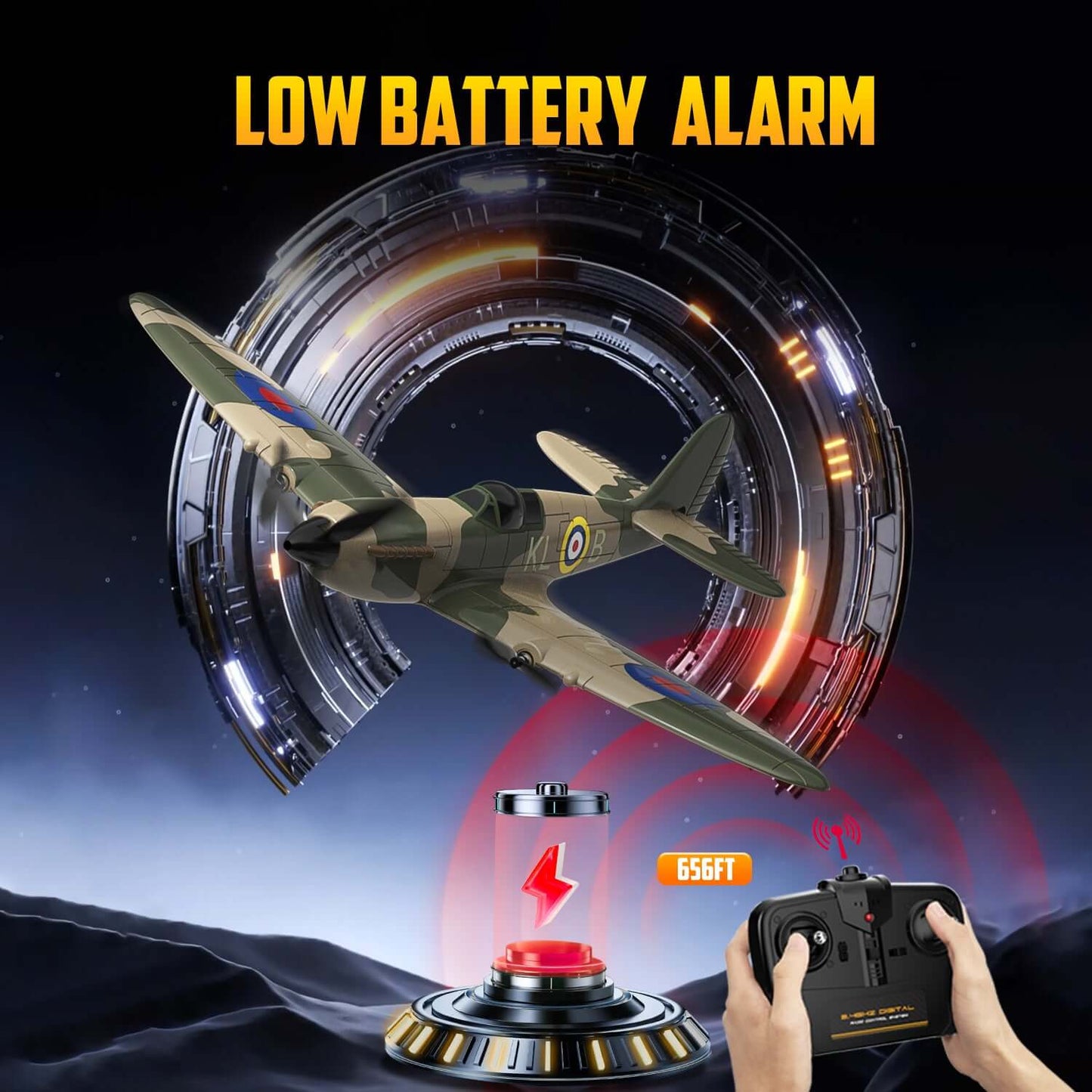 Volantex RC Spitfire 3CH RTF EPP Plane w/ Gyro 2.4Ghz, Perfect for Kids/Beginner - www.Shopthatapp.com