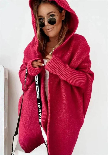 Oversized Head cover Knitted Long Kimono Cashmere Cardigan for Women - www.Shopthatapp.com