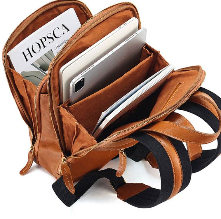 Multi-laminated Retro Genuine Leather Backpack - www.Shopthatapp.com