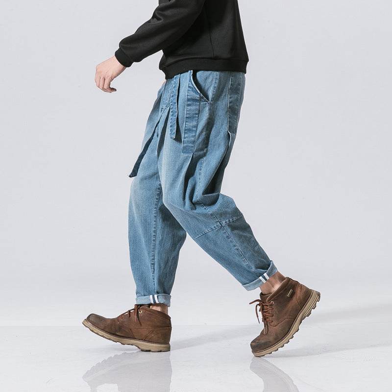 Retro Loose Denim Trousers Fashion Plus Size Men Jeans