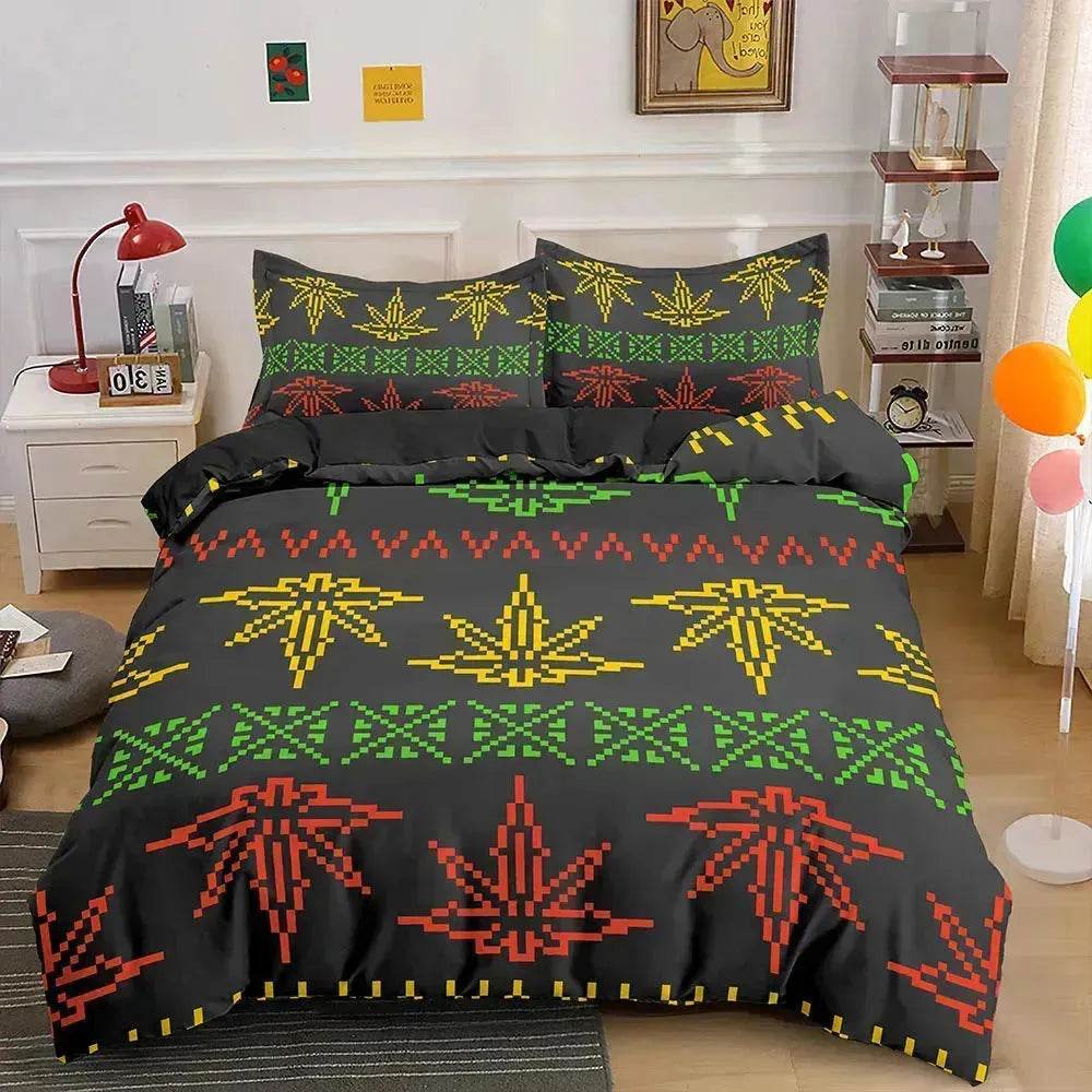 Colorful Psychedelic Weed Leaf Bedding Set - www.Shopthatapp.com