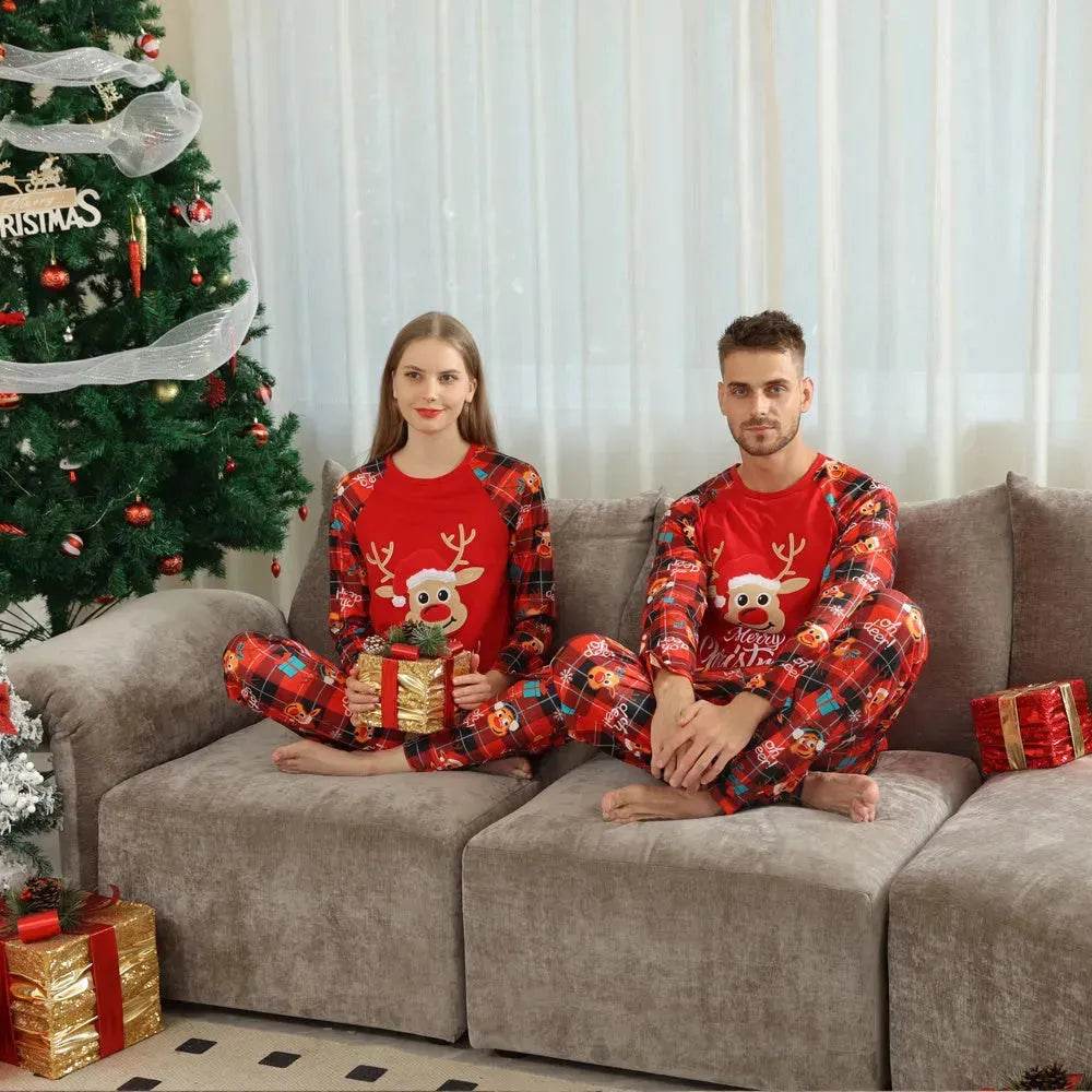 European And American Long Sleeve Home Wear Printed Plaid Christmas Suit - www.Shopthatapp.com