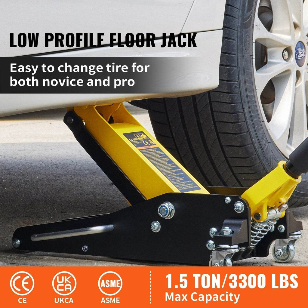 1.5 Ton Low Profile Aluminum Steel Racing Floor Jack Dual  Lift Car - www.Shopthatapp.com