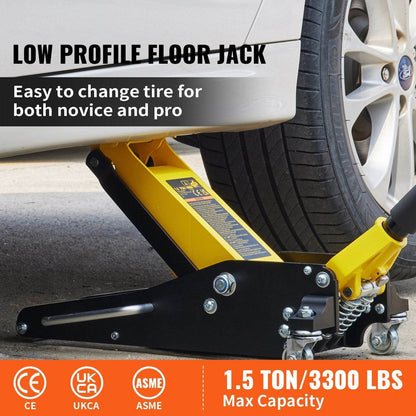 1.5 Ton Low Profile Aluminum Steel Racing Floor Jack Dual  Lift Car - www.Shopthatapp.com