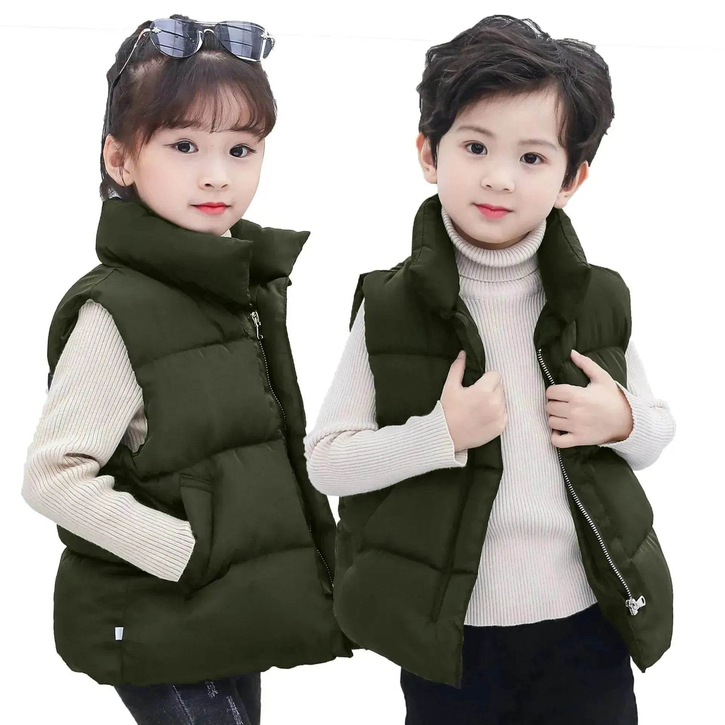 Down Cotton Vest Autumn And Winter Waistcoat Winter Clothing Children Sleeveless Puffer jacket - www.Shopthatapp.com
