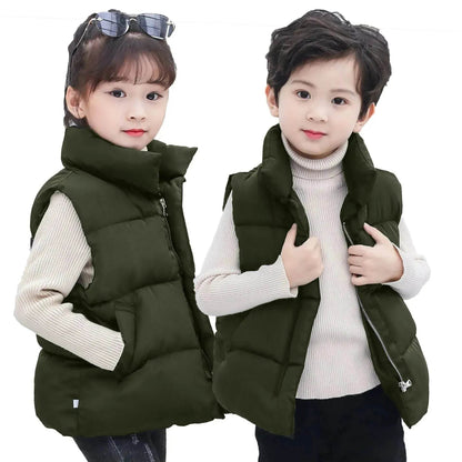 Down Cotton Vest Autumn And Winter Waistcoat Winter Clothing Children Sleeveless Puffer jacket - www.Shopthatapp.com
