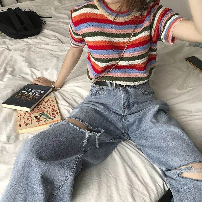 Oversized High Waist Ripped Jeans pant for Women - www.Shopthatapp.com