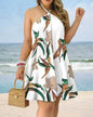 Printed Dress Summer Off-Shoulder Hanging Neck Sleeveless Sexy Dresses Women - www.Shopthatapp.com