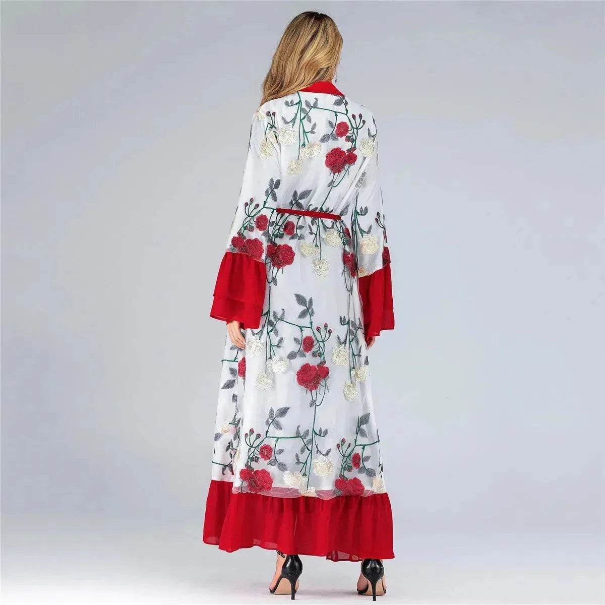 Fashion Floral Open front Abaya  Kimono Abaya for Middle Eastern Dubai Turkey Arab Women - www.Shopthatapp.com