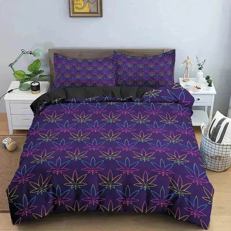 Colorful Psychedelic Weed Leaf Bedding Set - www.Shopthatapp.com