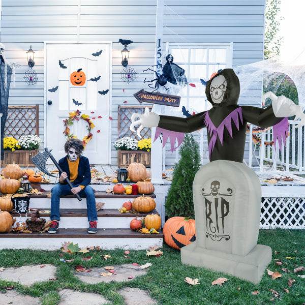 Grim Reaper And Grave, Halloween Inflatable Decoration 12V - www.Shopthatapp.com