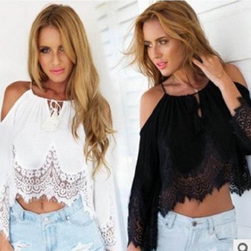 Summer Halter neck crop Lace blouse tank top - www.Shopthatapp.com