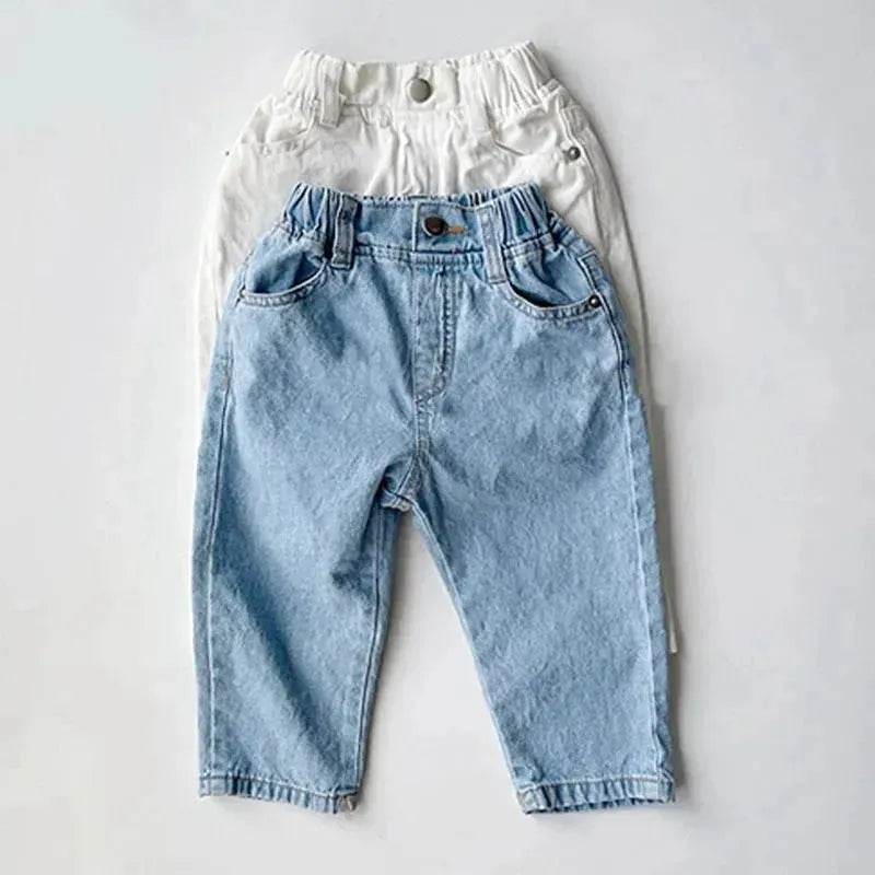 Children's Neutral New Simple Fashion Easy To Match Elastic Waist Casual Denim Trousers for kids - www.Shopthatapp.com