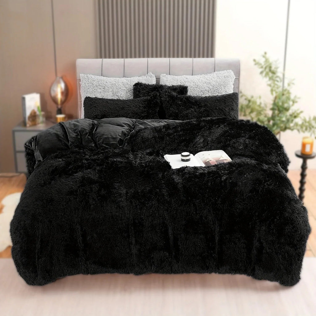 4PCs Plush Duvet Cover Set Luxury Ultra Soft Velvet Duvet - www.Shopthatapp.com