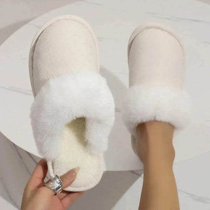 Winter Warm Plush Slippers Home Indoor Non-slip Bedroom Floor Soft Fuzzy Slipper For Couple Fashion Solid House Shoes - www.Shopthatapp.com