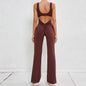 Hollow Back Workout Jumpsuit Sports Athleisure Yoga Wide Leg Jumpsuit - www.Shopthatapp.com