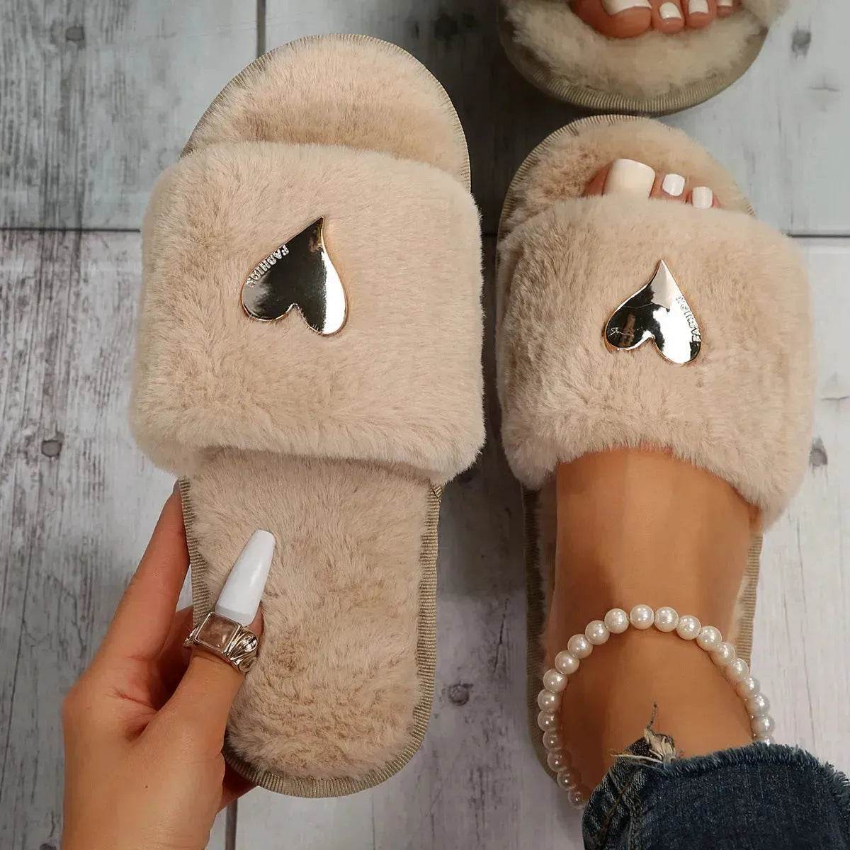 Fluffy Slipper Fall Winter Warm Home Fur Furry Slippers Women Plush Shoes Indoor House Fuzzy Flip Flops Female Padded Fleece Living Bedroom - www.Shopthatapp.com