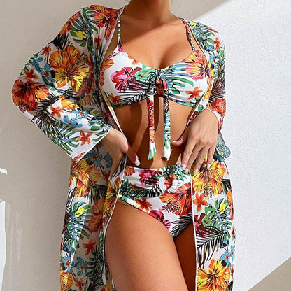 Women's Long Blouse Split Bikini Plus Size Suit - www.Shopthatapp.com