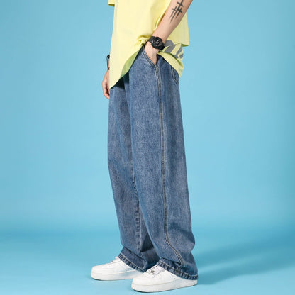 Straight Loose Jeans Men Casual Trousers Hip Hop Cargo Denim Pants With Zipper - www.Shopthatapp.com