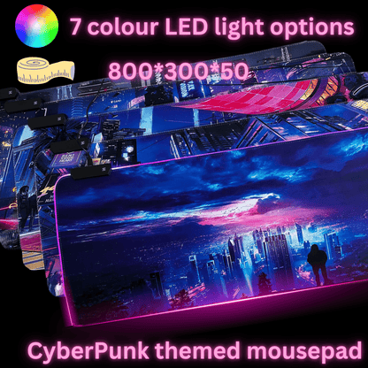 Cyberpunk Night City Dystopian DS5 LED Mauspad Mauspad 7 LED Lichter glatte Oberfläche