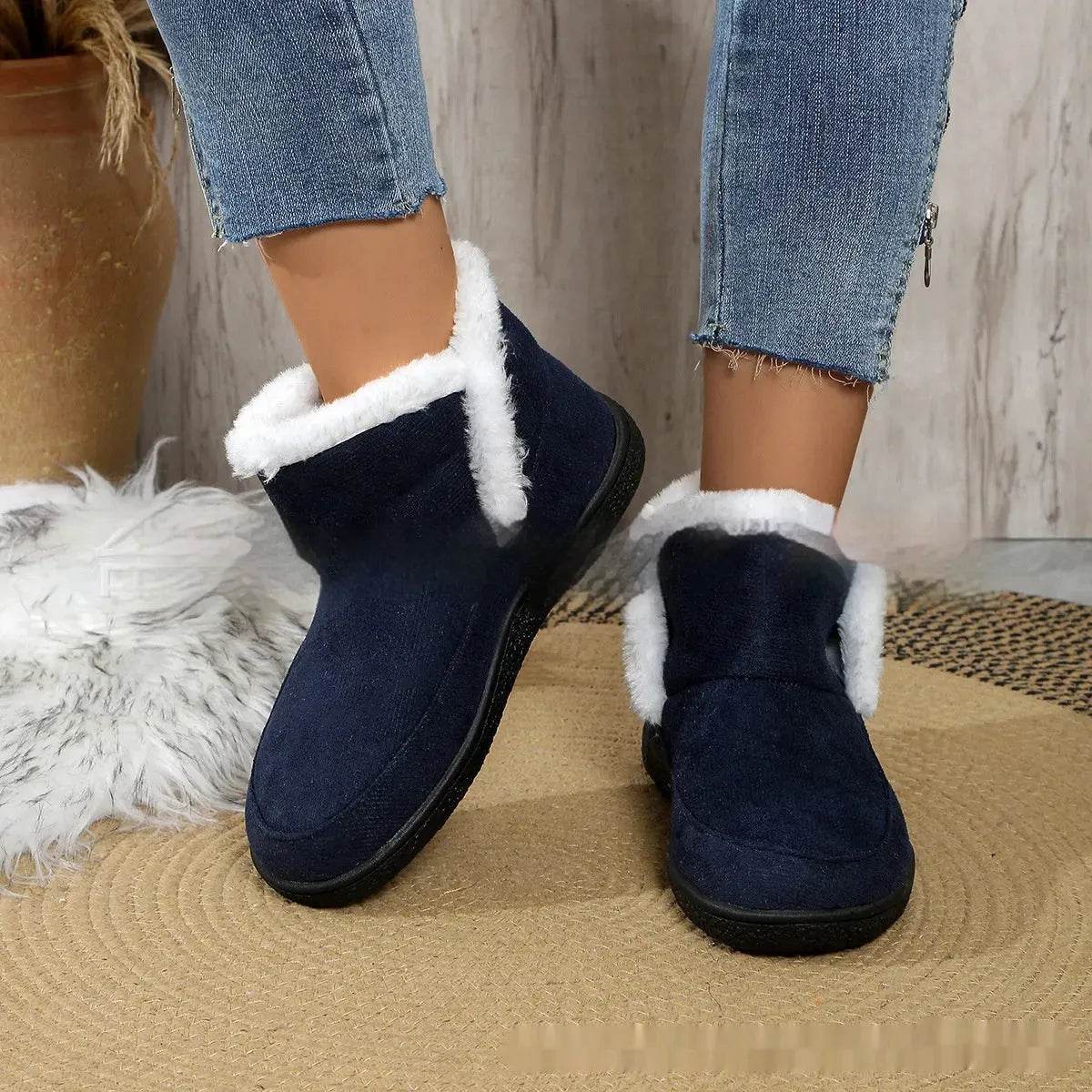 Insulated Cotton-padded Boot Shoes  Flat Bottom Solid Color Fleece Lined perfect for winter - www.Shopthatapp.com