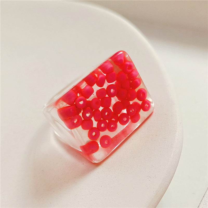 New Transparent Resin Ring Fruit Square Ring Acrylic Ring - www.Shopthatapp.com