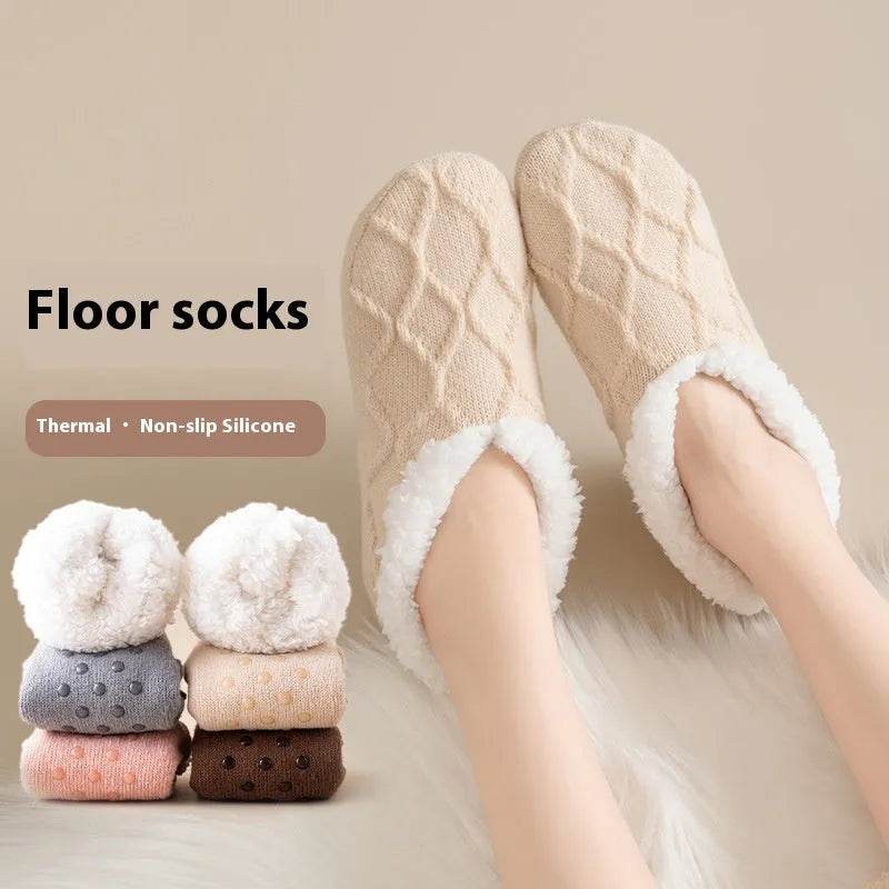 Winter Warm Short Cotton Slipper Socks Unisex Thicken Thermal Plush Home Floor Sock Soft Non-slip Grip Fuzzy Floor Fluffy Socks - www.Shopthatapp.com