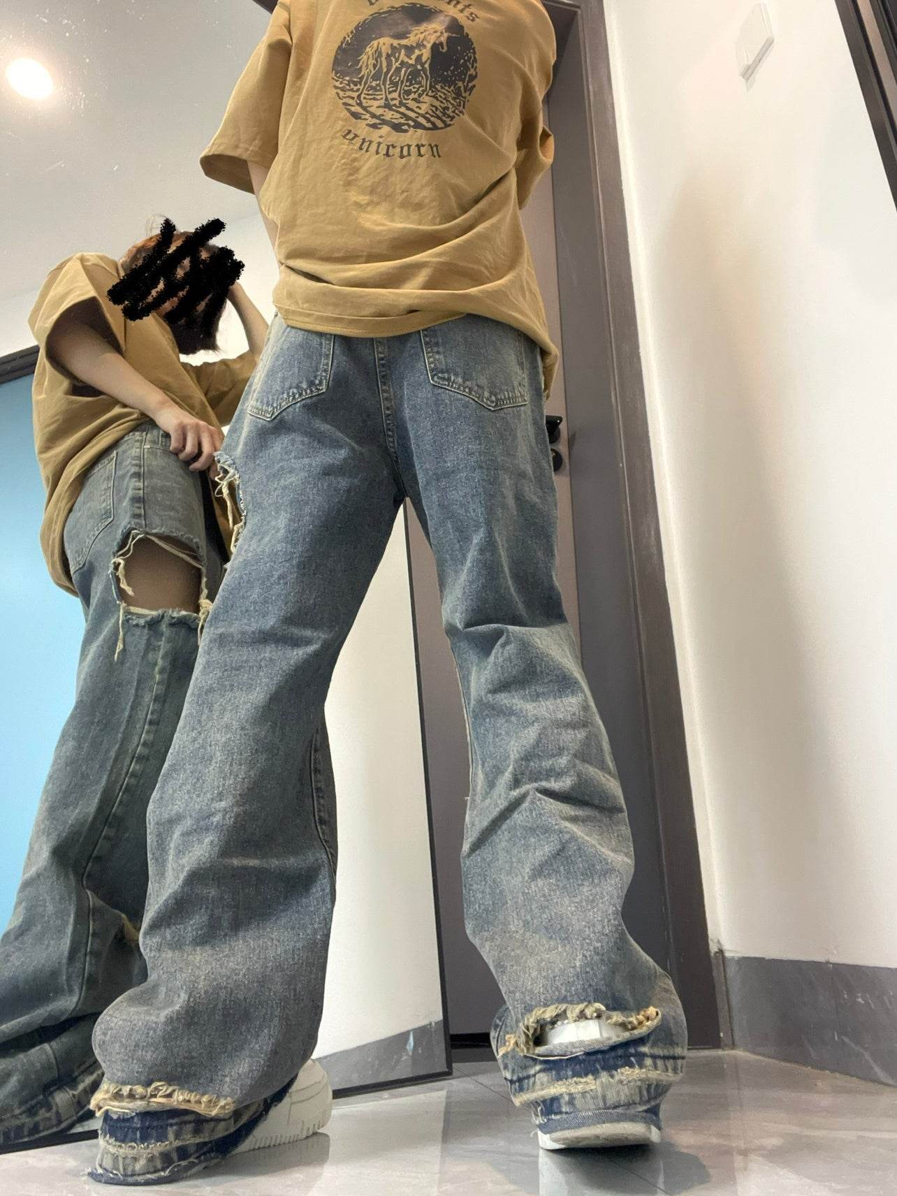 Ripped Jeans For Women Baggy Denim Boyfriend Jeans - www.Shopthatapp.com