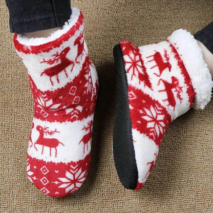Christmas Elk Floor Shoes Indoor Socks Shoes Warm Plush House Slippers - www.Shopthatapp.com