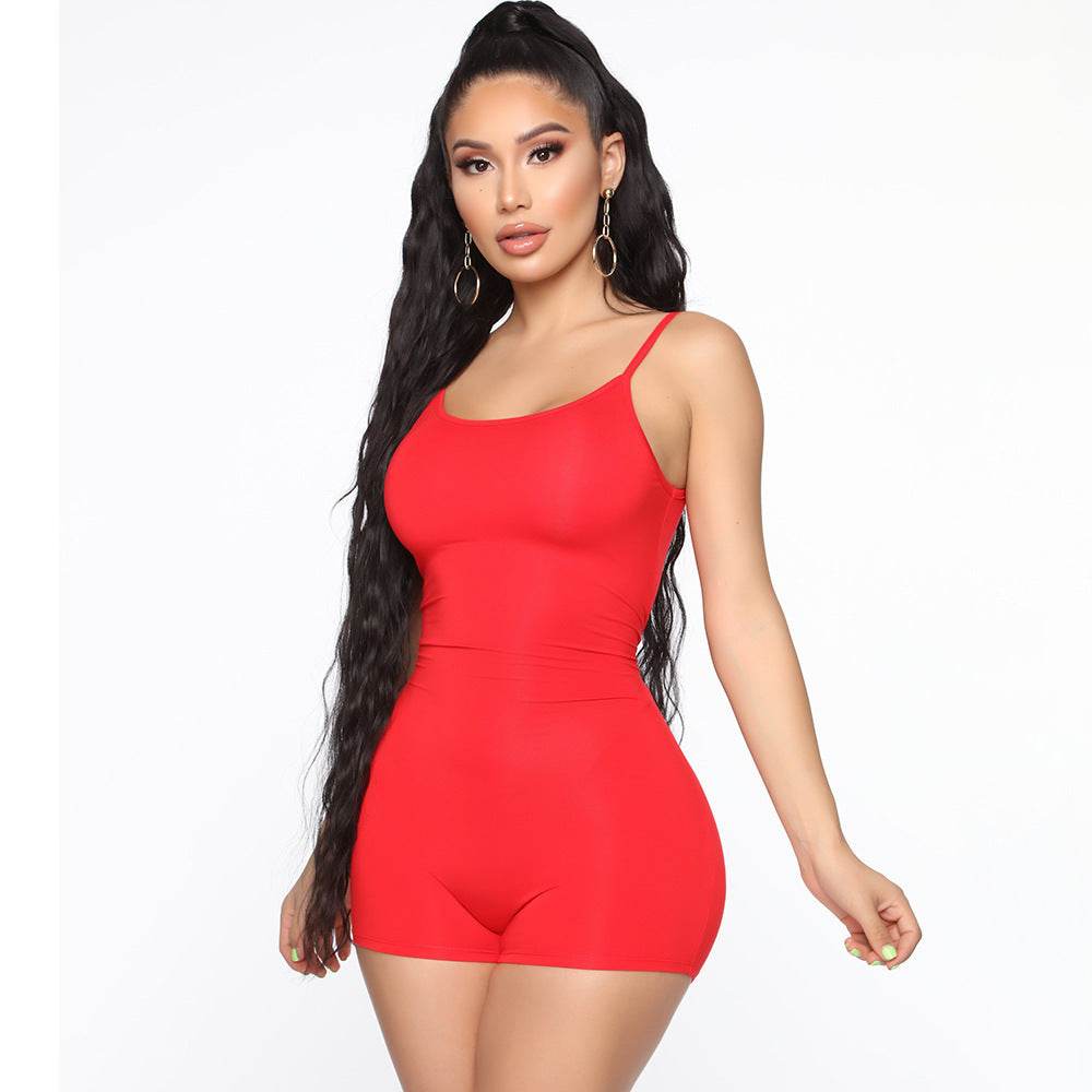 Women's One piece Athleisure wear Sleeveless Suspender Workout Yoga Short Jumpsuit - www.Shopthatapp.com