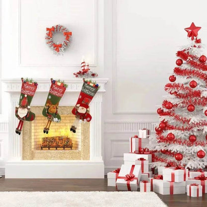 2024 New Year Xmas Big Stockings Set Decorations Christmas 3D Plush Big Sock Christmas Tree Pendant Decorating Supplies - www.Shopthatapp.com