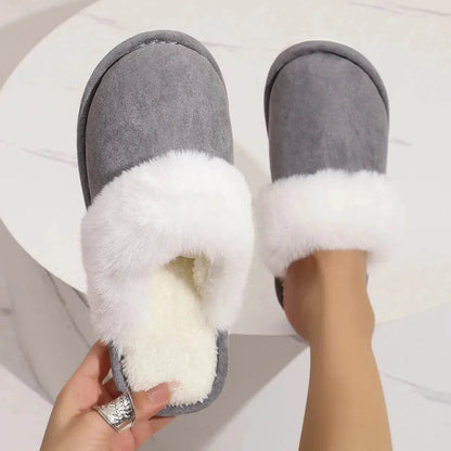 Winter Warm Plush Slippers Home Indoor Non-slip Bedroom Floor Soft Fuzzy Slipper For Couple Fashion Solid House Shoes - www.Shopthatapp.com