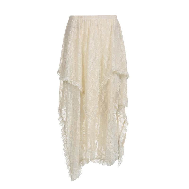 Fashionable Retro Trendy Irregular Midi Lace Skirt - www.Shopthatapp.com