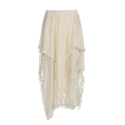 Fashionable Retro Trendy Irregular Midi Lace Skirt - www.Shopthatapp.com