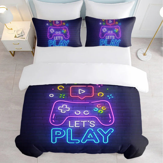 Gaming Duvet Cover Set Twin Full Queen King Size Video Game Controller Bedding Set, Boys Video Games Comforter Cover With 2 Pillow Shams, Bed Set For Boys Girls Bedroom Decor - www.Shopthatapp.com